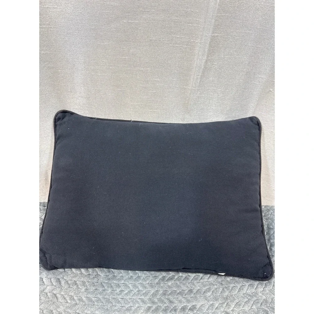 Vintage Snowville Winter Scene Woven Tapestry Christmas Throw Pillow Green Trim‎